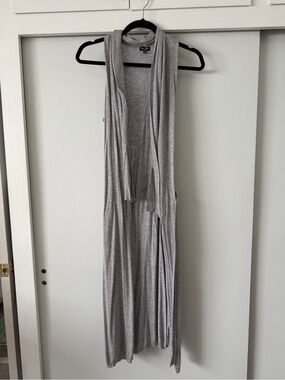 Splendid Heather Gray Ribbed Open Duster